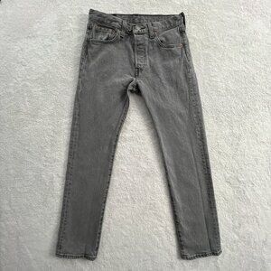 Levis 501 Jeans Mens 27x30 Gray Button Fly Denim Straight Leg